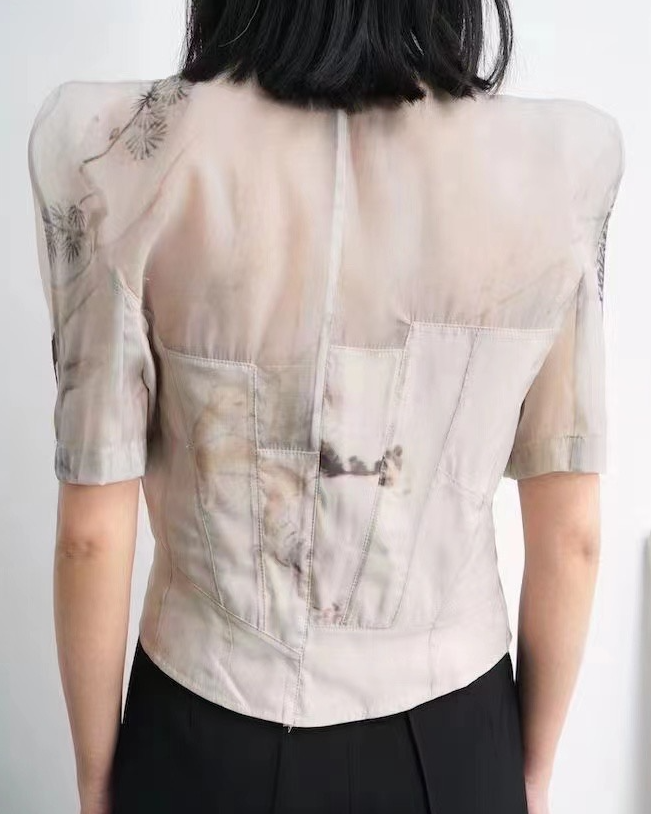 Percy corset style cropped Organza Shirt