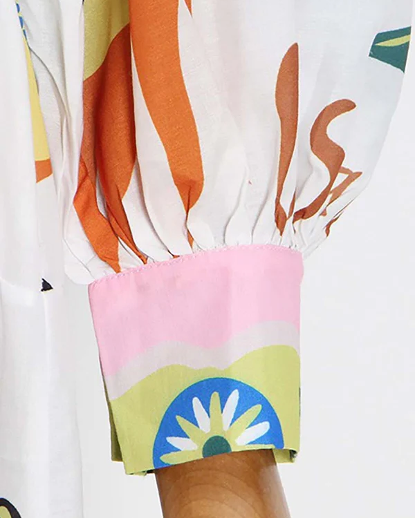 Nyra Spring Summer Printed Long Shirt Dress