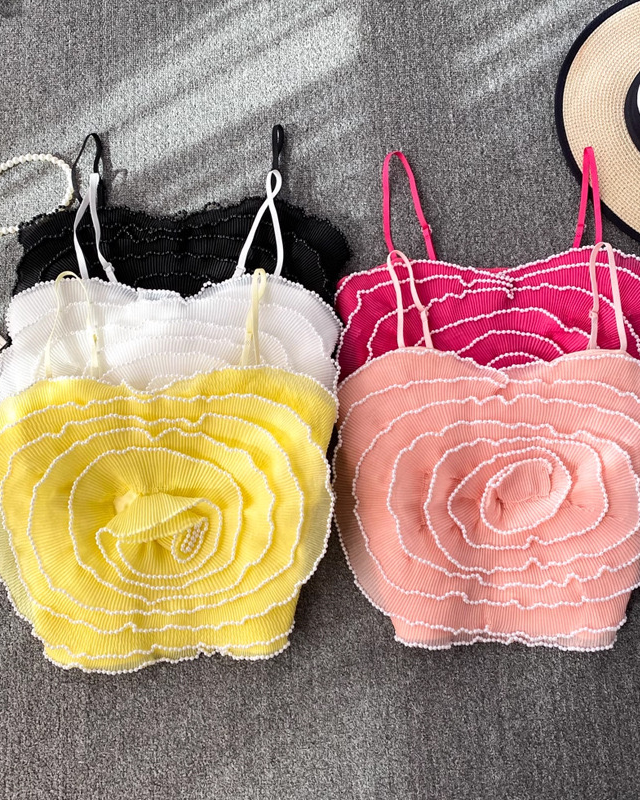 Pankh Frankie Pearl Embellished Beading Rose Strap Top