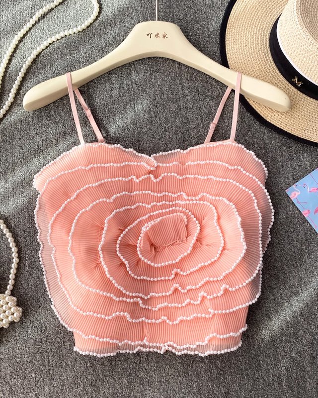 Pankh Frankie Pearl Embellished Beading Rose Strap Top