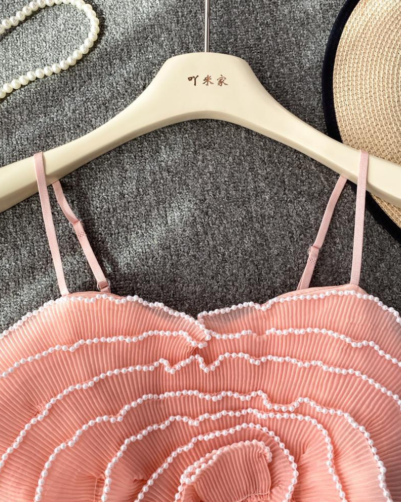 Pankh Frankie Pearl Embellished Beading Rose Strap Top