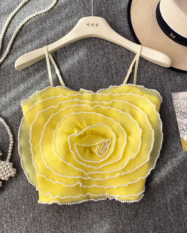 Pankh Frankie Pearl Embellished Beading Rose Strap Top