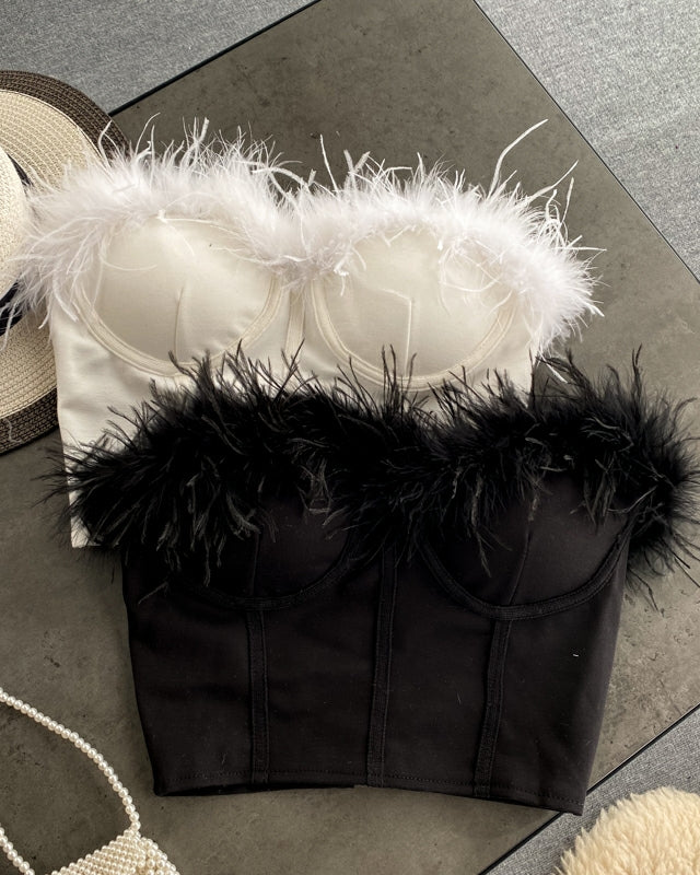 Pankh Layla Bustier Fur Corset Tub Top