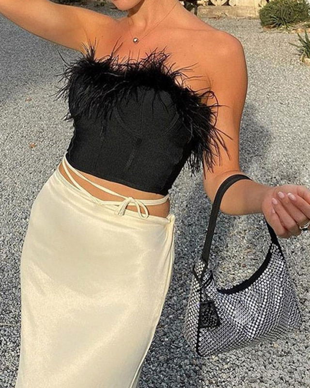 Pankh Layla Bustier Fur Corset Tub Top