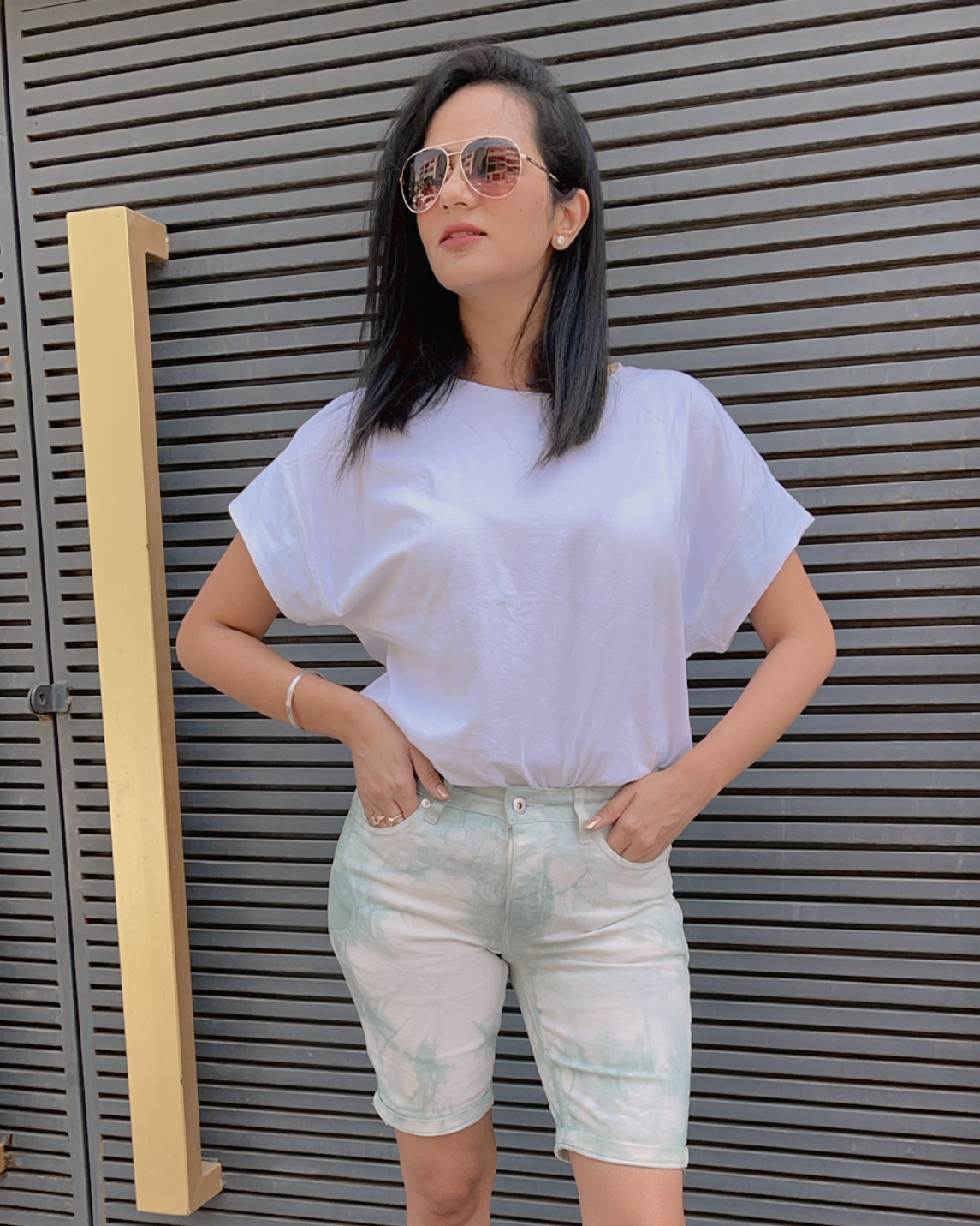 Pankh Biker Dual Shade Denim Shorts