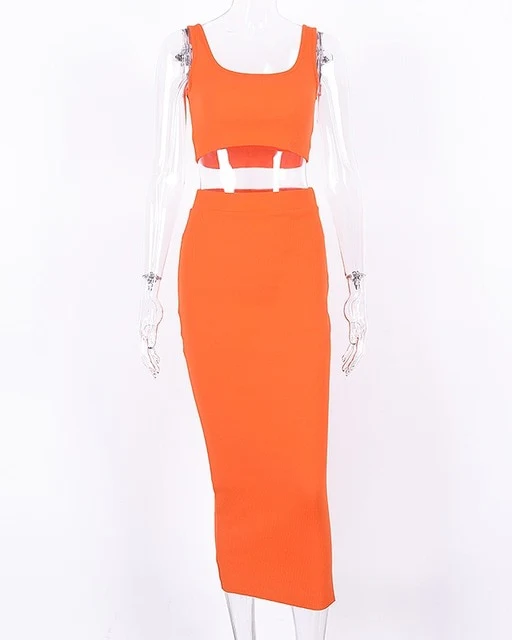 Pankh Gardy Cotton Ribbed Crop Top & Skirt Set