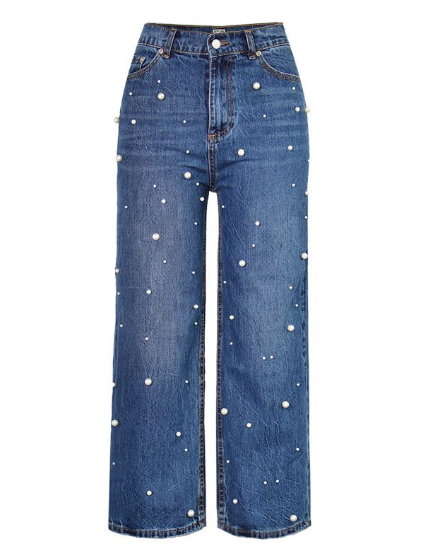 Pankh Kelly Pearl Embellished High Waist Denim