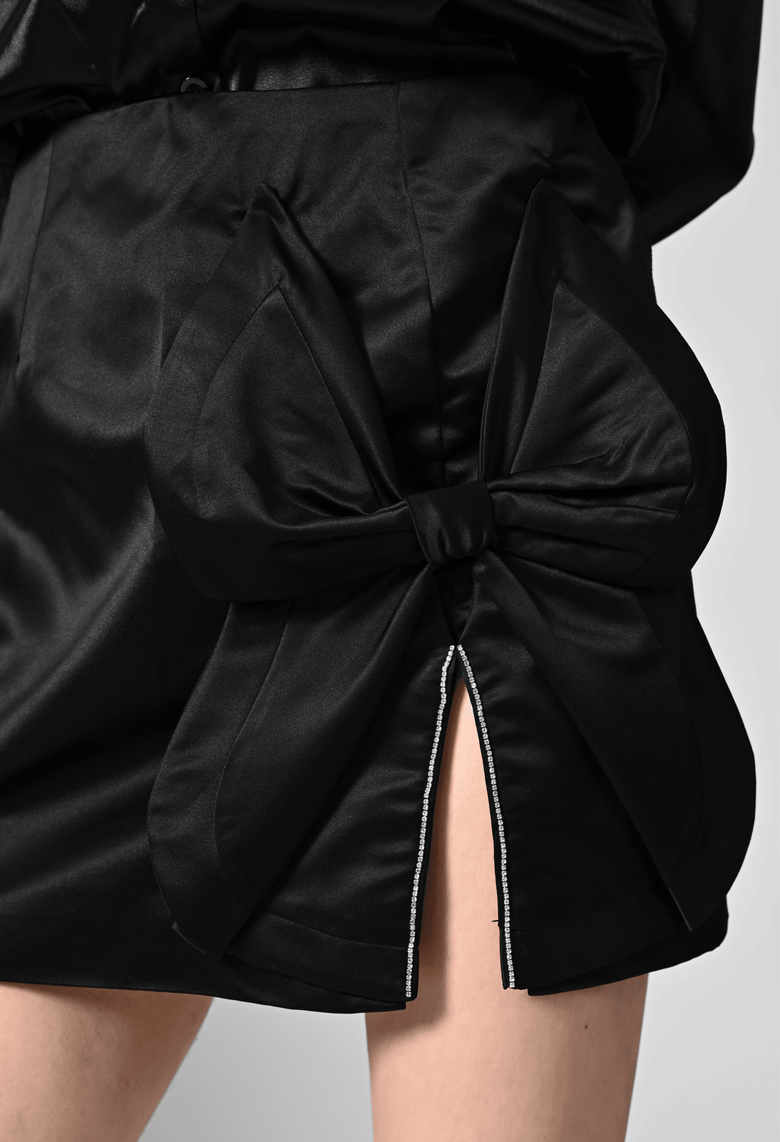 Pankh Natalie Satin Shirt And Bow Skirt co-ord Set - Black