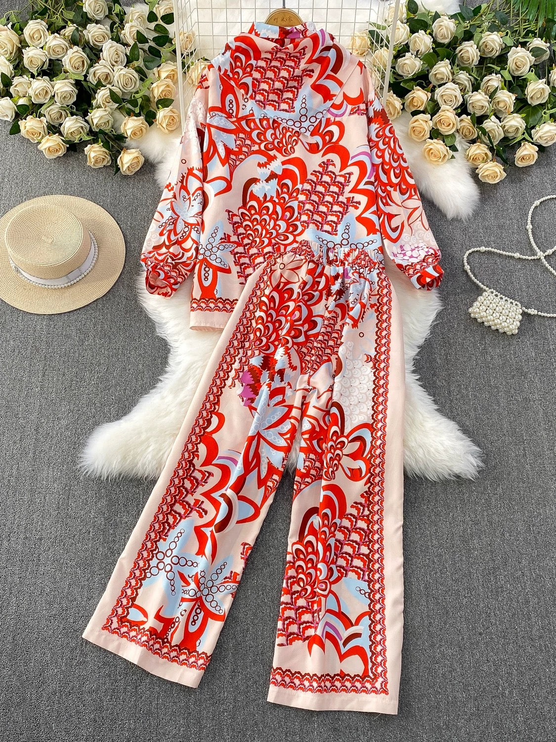 Pankh Casio Printed Summer Coord With Pant and Scarf