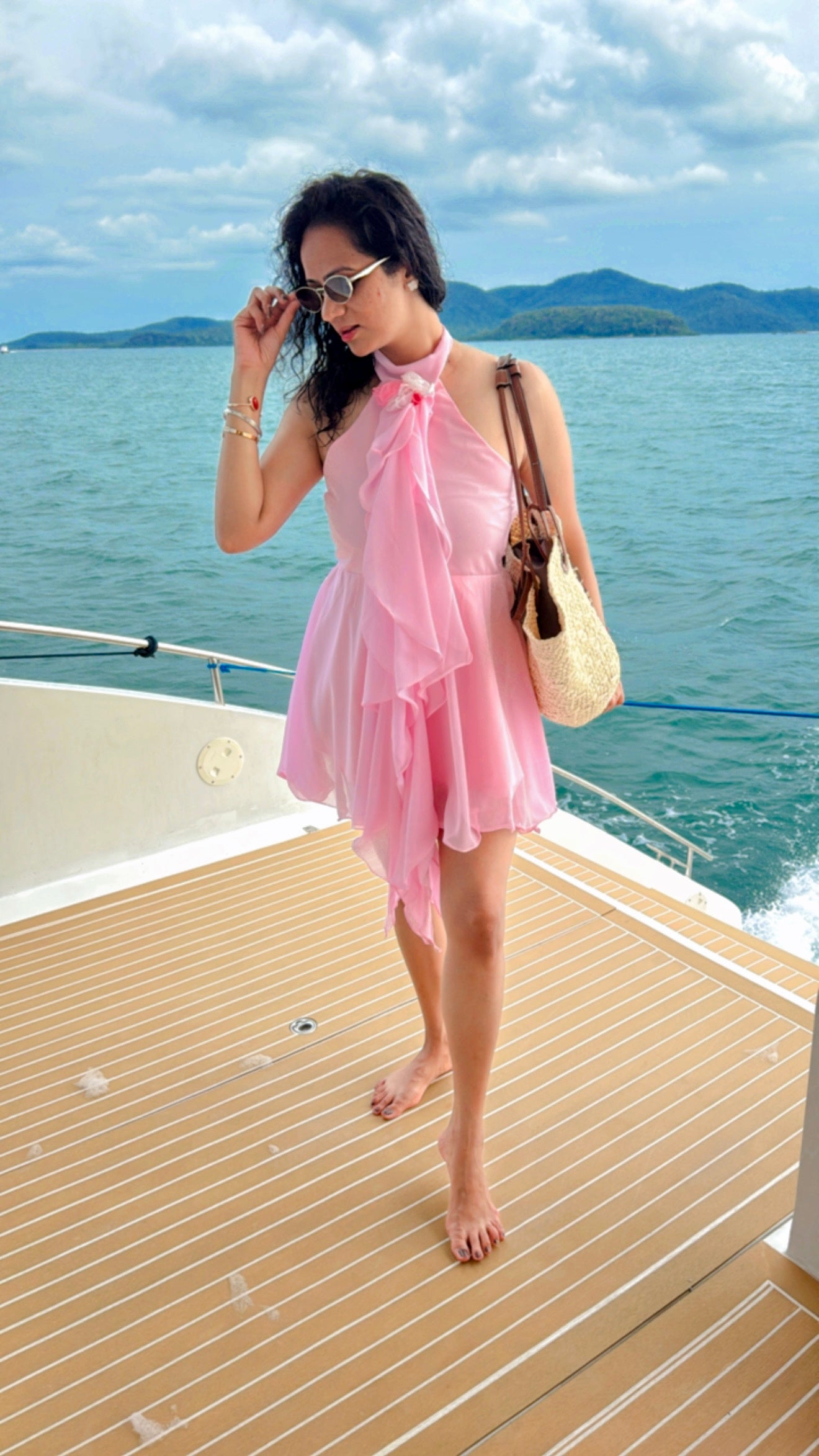 Pankh Monroe Ruffle Chiffon Short Holiday Dress