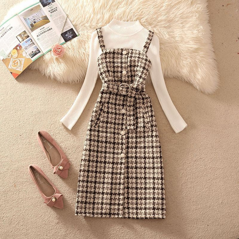 Pankh Erico Tweed Elegant Dress with Knit Top