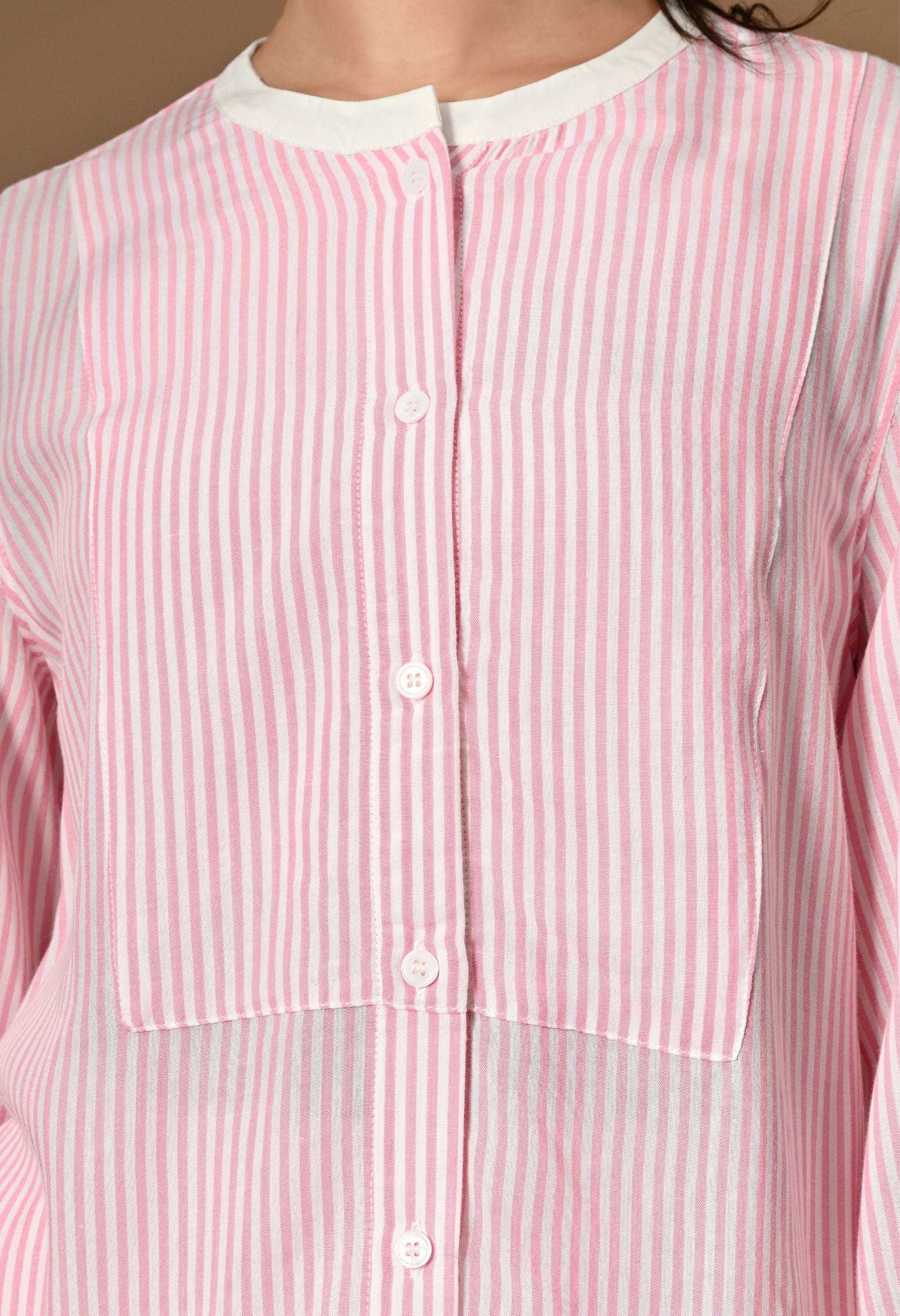 Pankh Salve Striped Short & Oversized Shirt Set