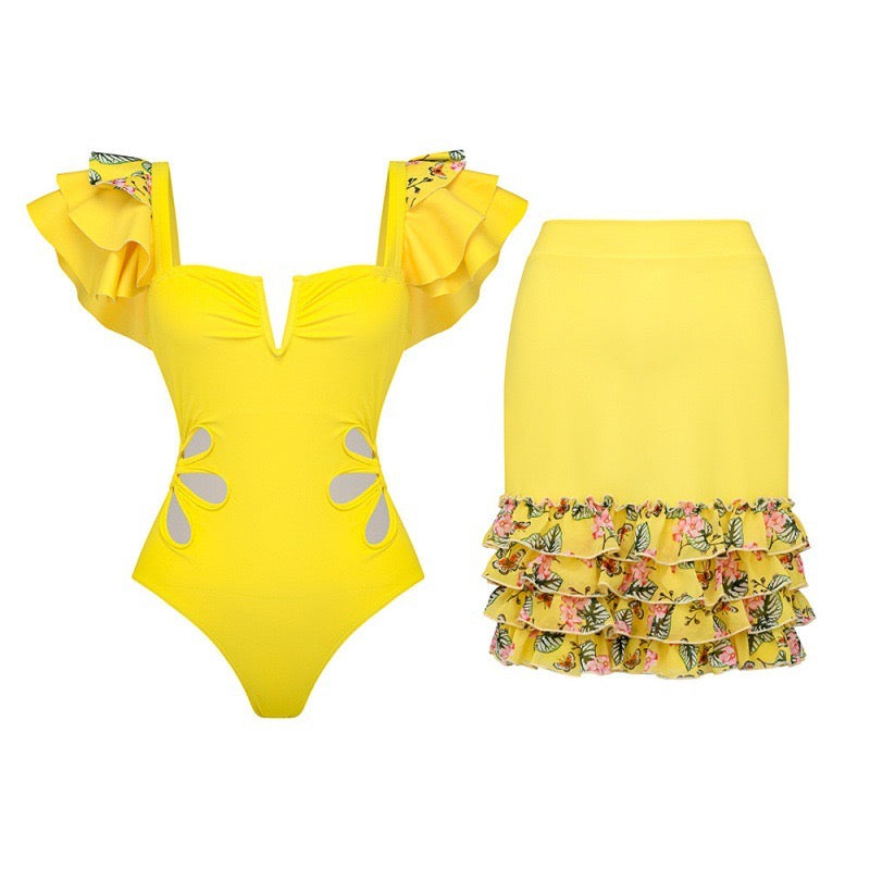 Pankh Sicily Padded Monokini and Skirt Set
