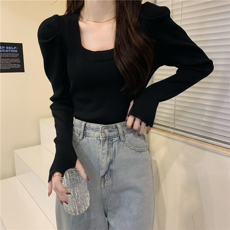 Pankh Wemby Knit Top with Thumbhole Long and Puff Sleeve