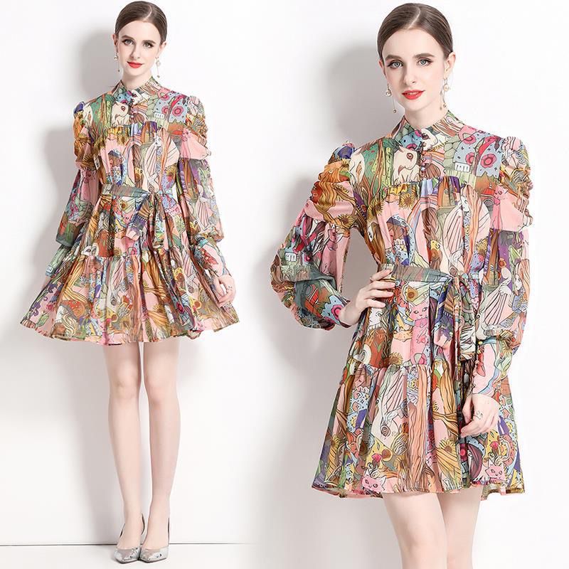 Pankh Brynn Chiffon Printed Puff Sleeve Dress