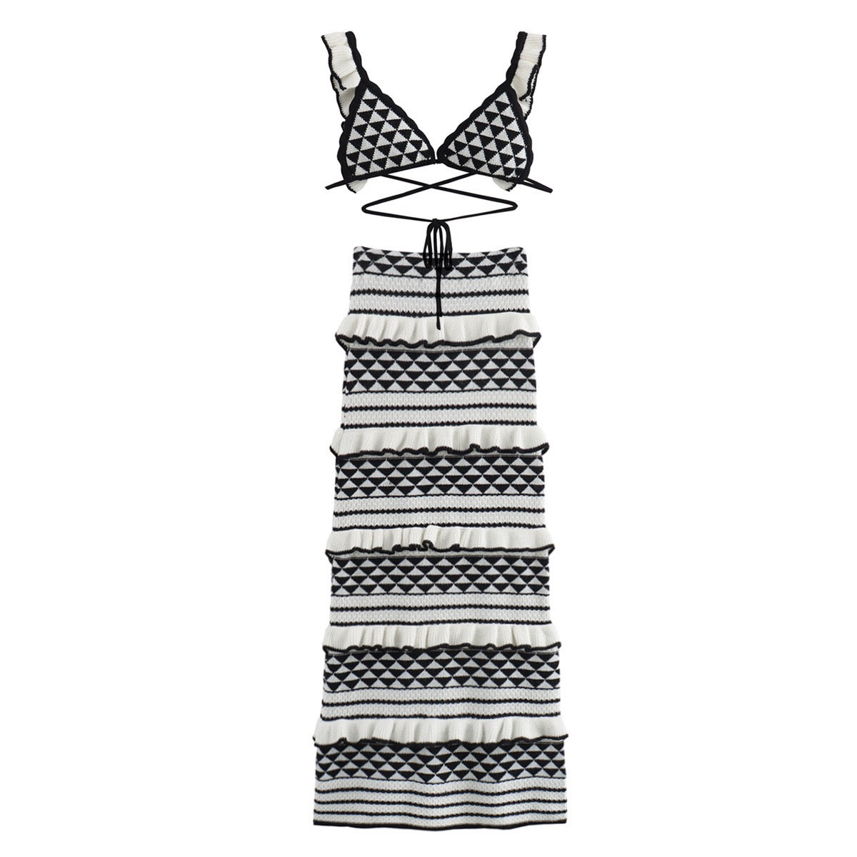 Pankh Asago Crochet Crop Top & Skirt Set