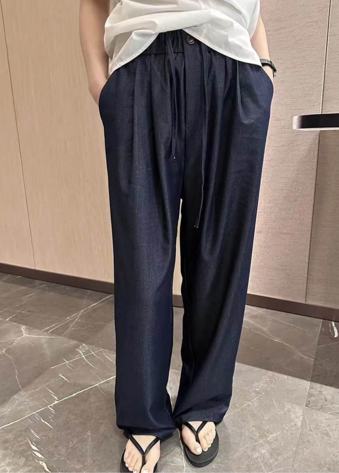 Pankh Palin Cotton Denim High Waist Trouser/Pants