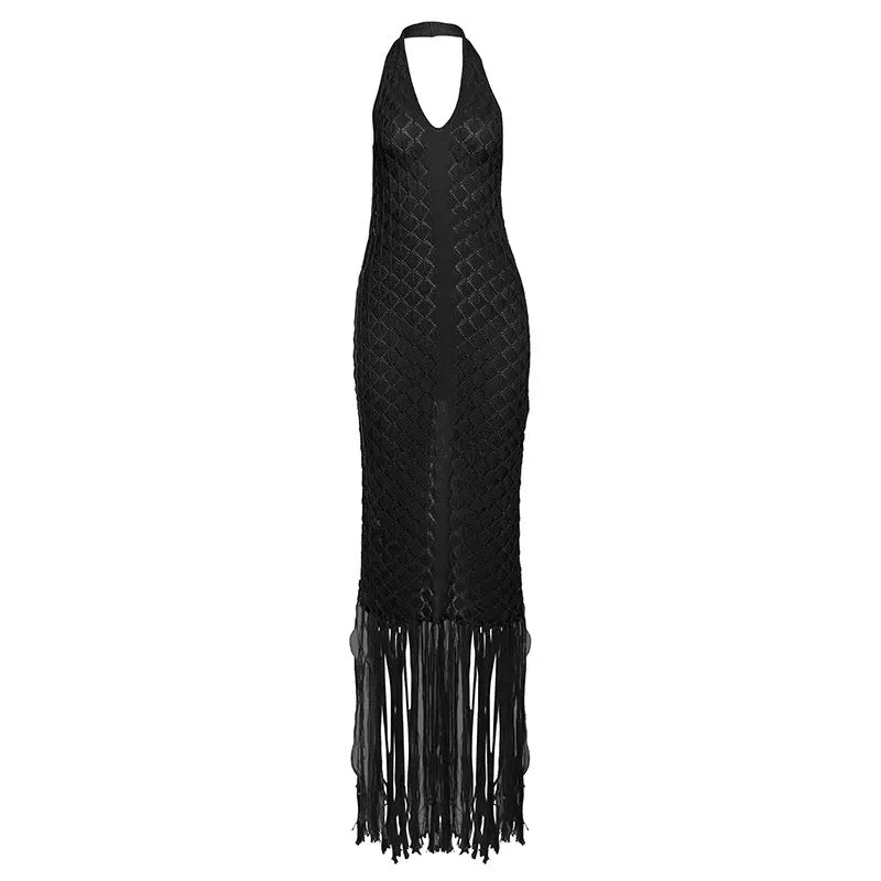Pankh Resty Crochet Resort Wear Tassel Maxi Dress