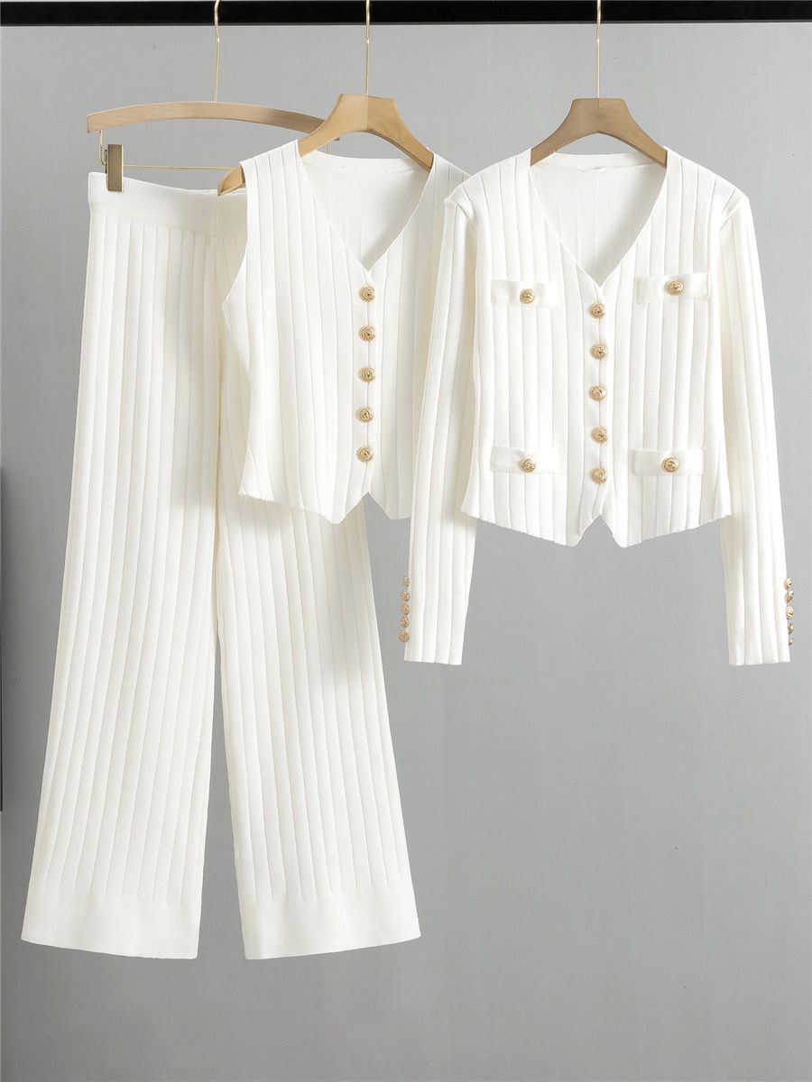 Pankh Delish Knit 3 Piece Waist Coat Blazer Pant Coord Set