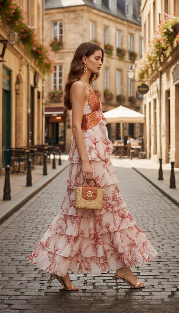 Pankh Renata Sunset Butterfly Ruffle Maxi Dress