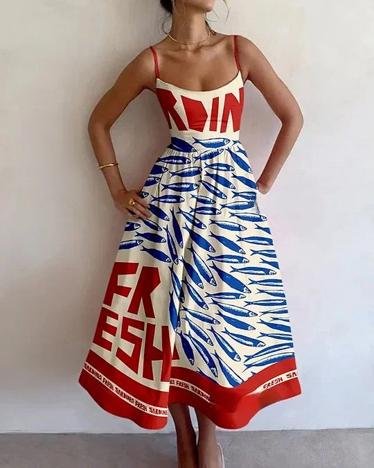 Pankh Pansy Quirky Fish Print Maxi Dress