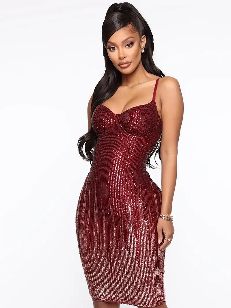 Pankh Anvi Sequin Rose Gold Cocktail Midi Party Wear Dress