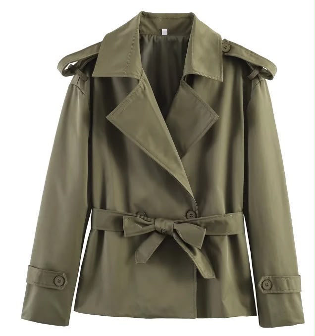 Pankh Amice Classic Plain Cropped Trench Coat With Belt