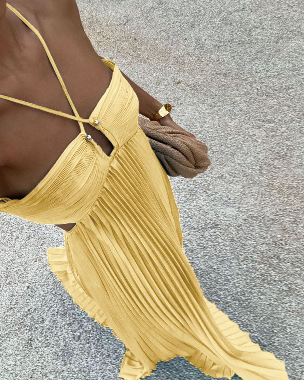 Pankh Elysia Halter Neck Pleated Maxi Dress