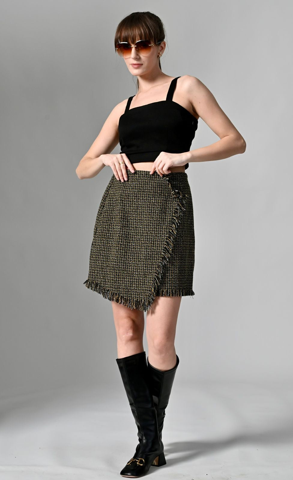Pankh Daena Tweed Skirt