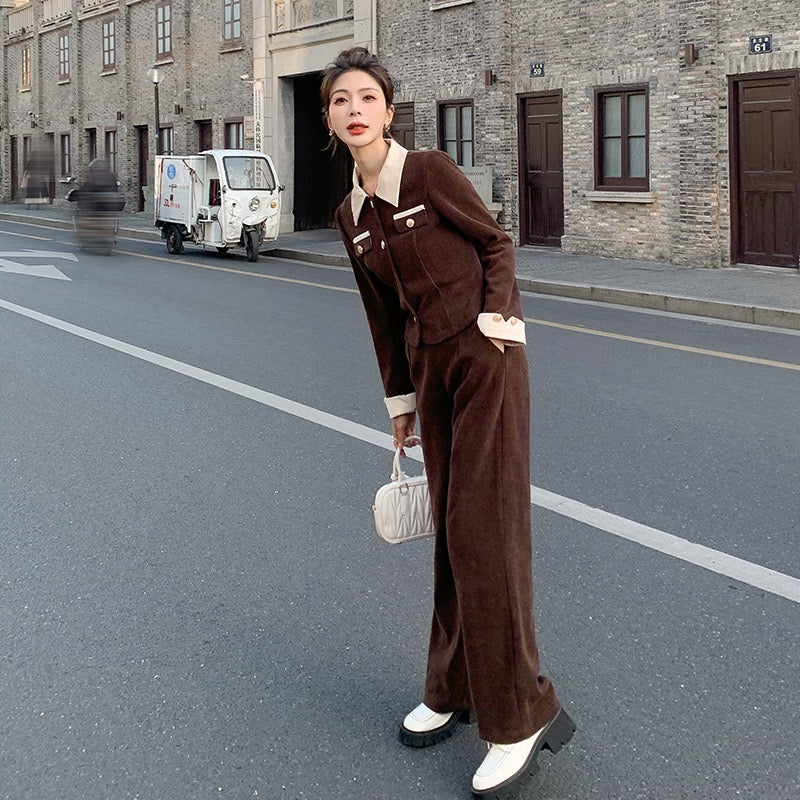 Pankh Julenna Coduroi Formal Autumn Top and Pant Coord Set