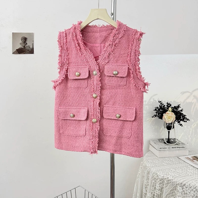 Pankh Ronnie Sleeveless Tweed Blazer Jacket