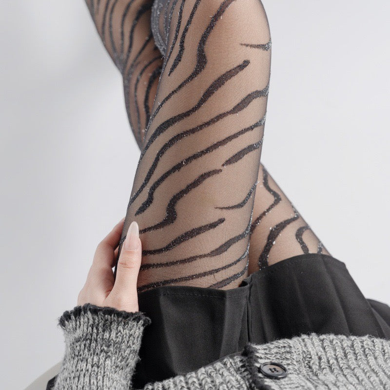 Pankh Omit Zebra Shimmer Party Wear Stockings