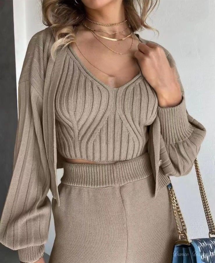 Pankh Jemini Slim Fit Knit Three Piece Coord Set
