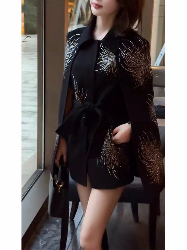 Pankh Stuck on You Embelished Party Wear Woolen Cape Coat