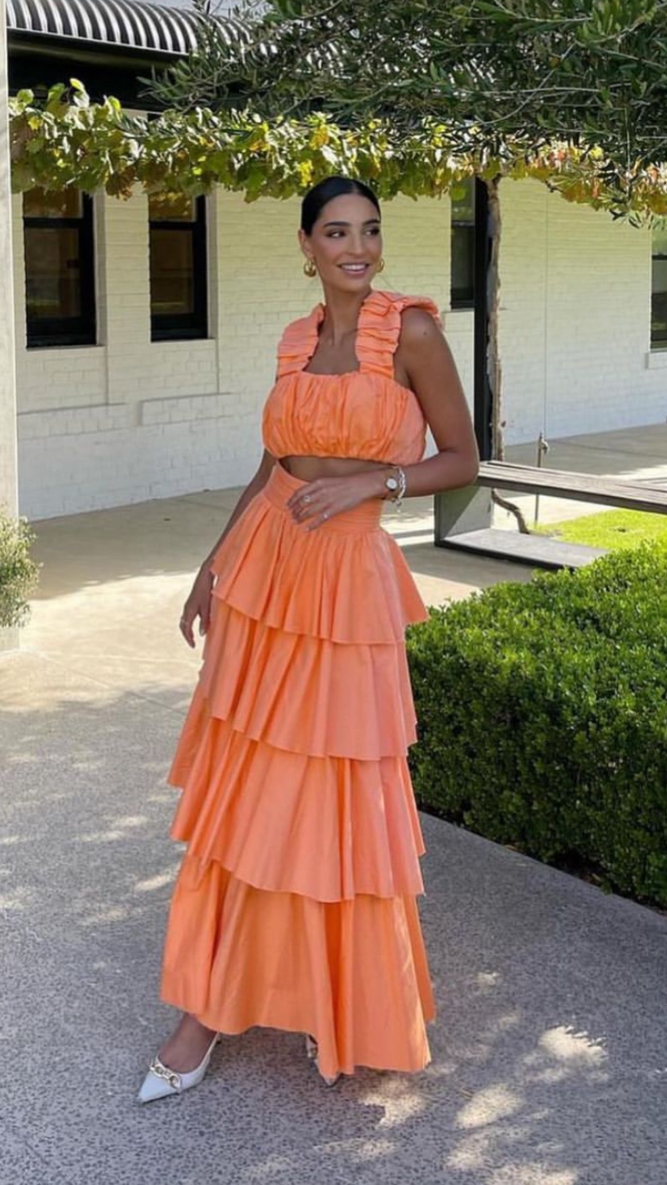 Pankh Dakota Ruched Cropped Top And Ruffled Skirt
