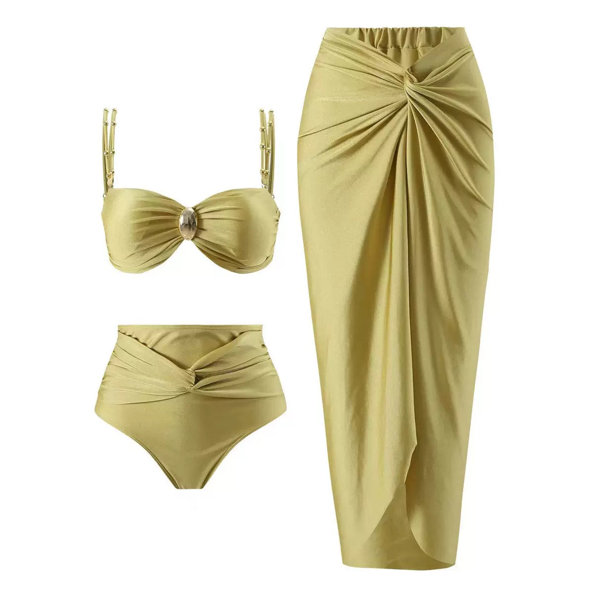 Pankh Kitsu High Waist Bikini and Coverup Skirt Set
