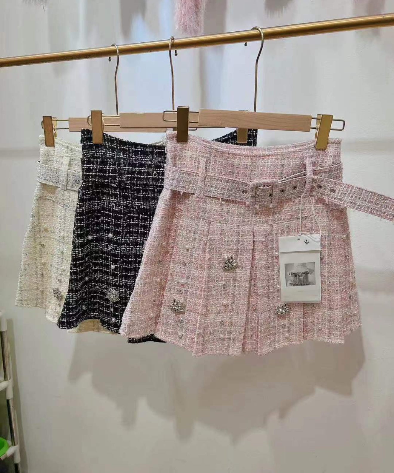 Pankh Shelly Luxe Tweed Embellished Winter Party Wear Skort/Skirt