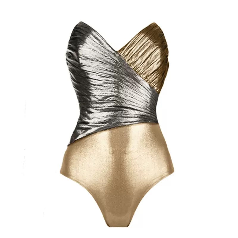 Pankh Dazzle Metallic Monikini & Skirt Set