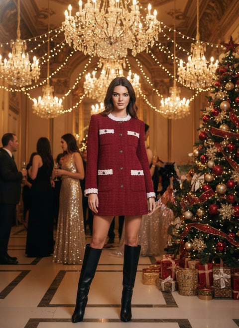 Pankh Archer Formal Tweed Short Wonter Dress