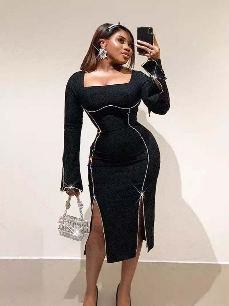 Pankh Makaya Rhinestone Embelished Party Wear Evening Bodycon Dress