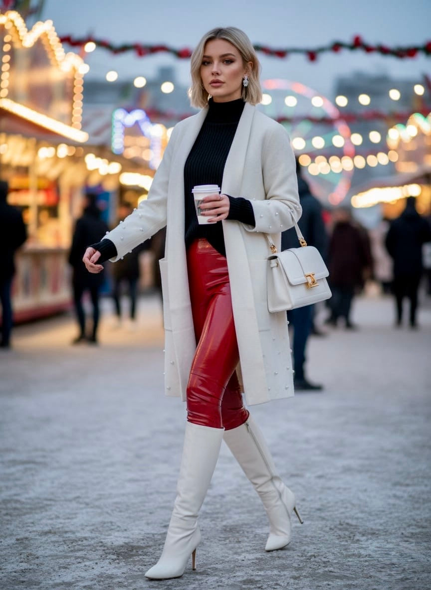 Pankh Balish Pearl Embellished Woolen Long Coat Cardigan