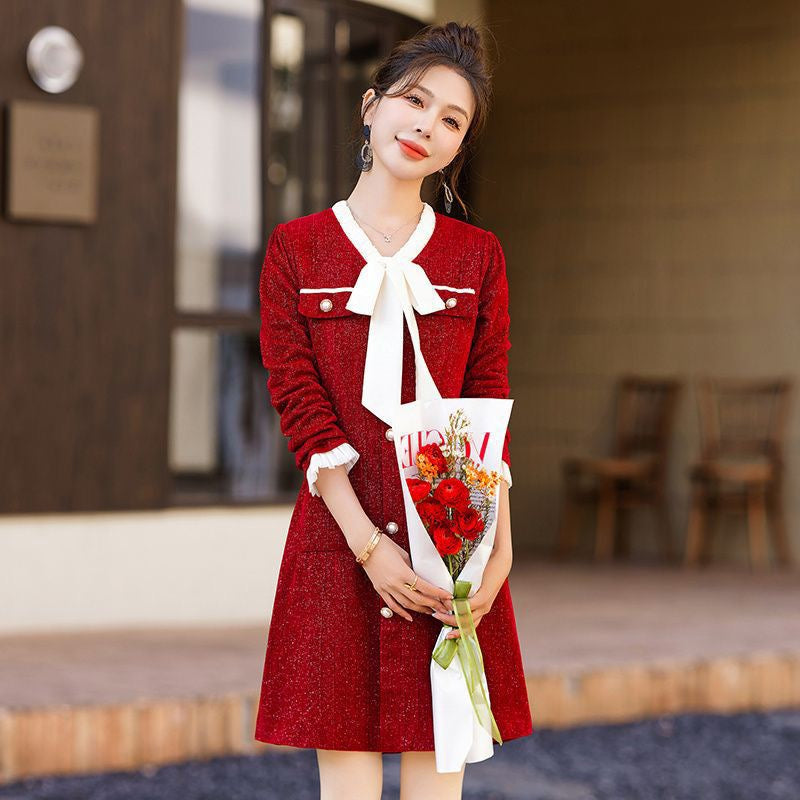 Pankh Mikoro Tweed Bow Tie Formal Short Dress