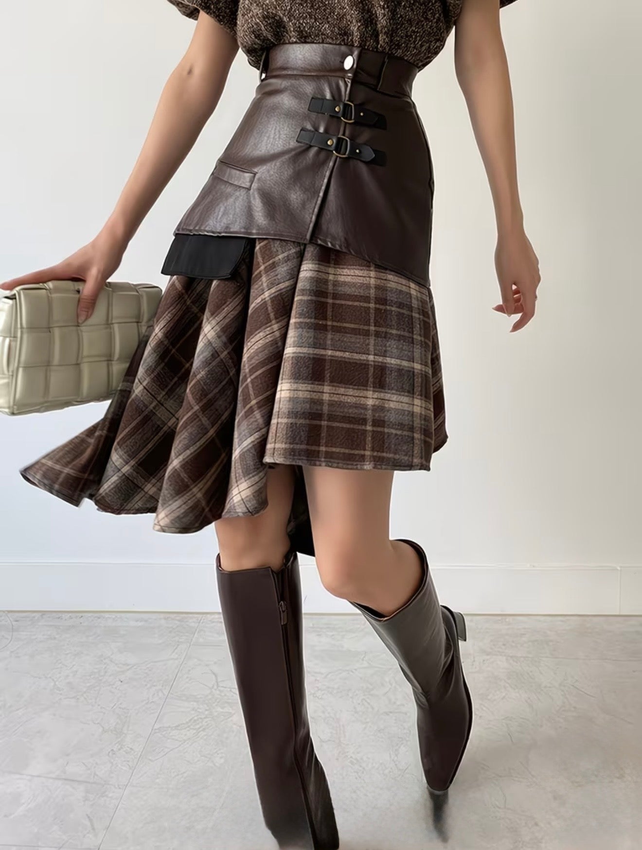 Pankh Reese Plaid Gingham Mid length Two Piece Skirt