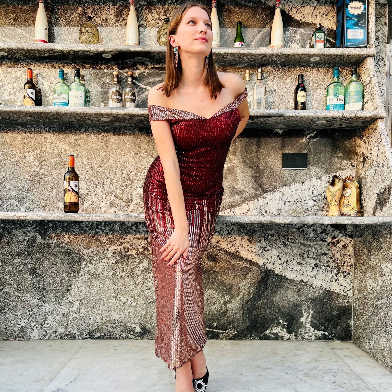 Pankh Pakiza Custom Made Sequin Party Cocktail Maxi Dress