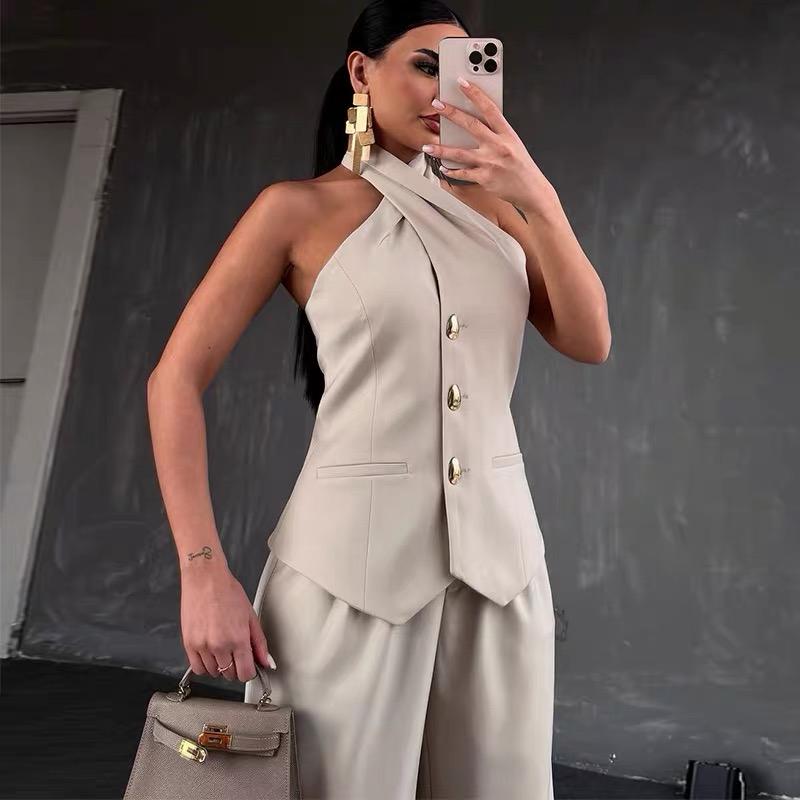 Pankh Cemre Halter Tuxedo Waistcoat Co-ord Set