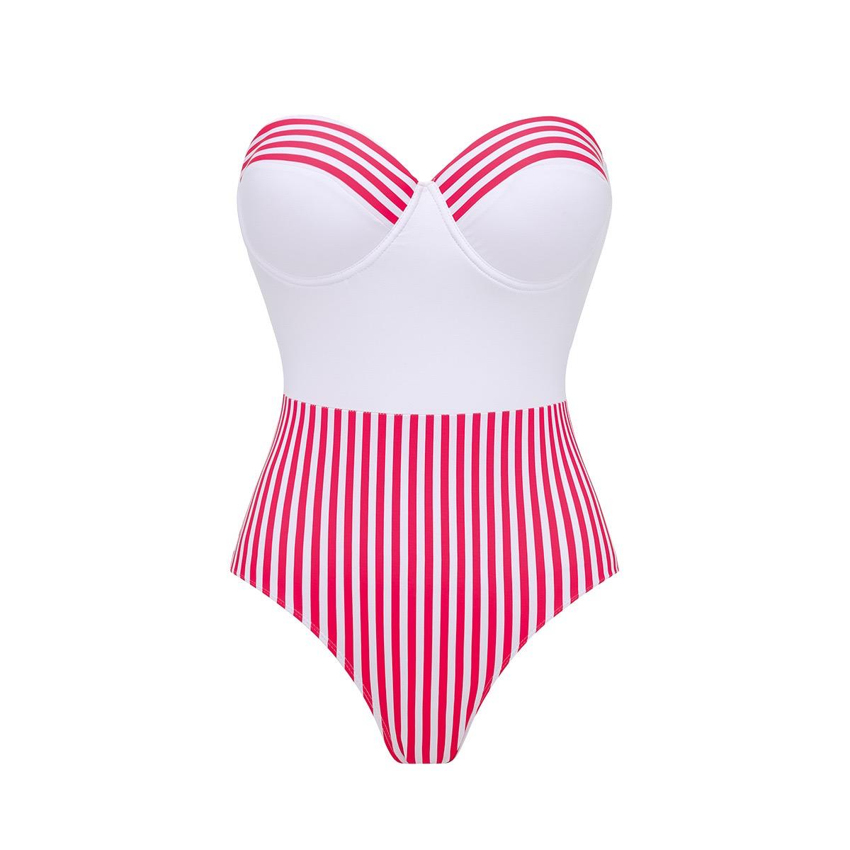 Pankh Yujin Corset-Style Striped Swimsuit