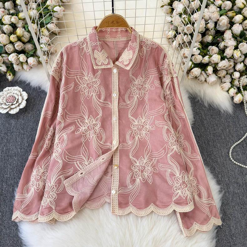 Pankh Skie Premium Flower Embroidered Cotton Shirt