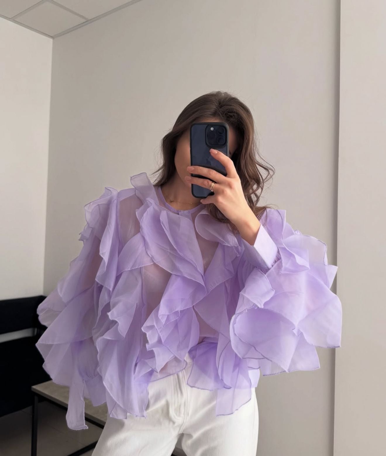 Pankh Sisi Ruffle Organza Shirt Top
