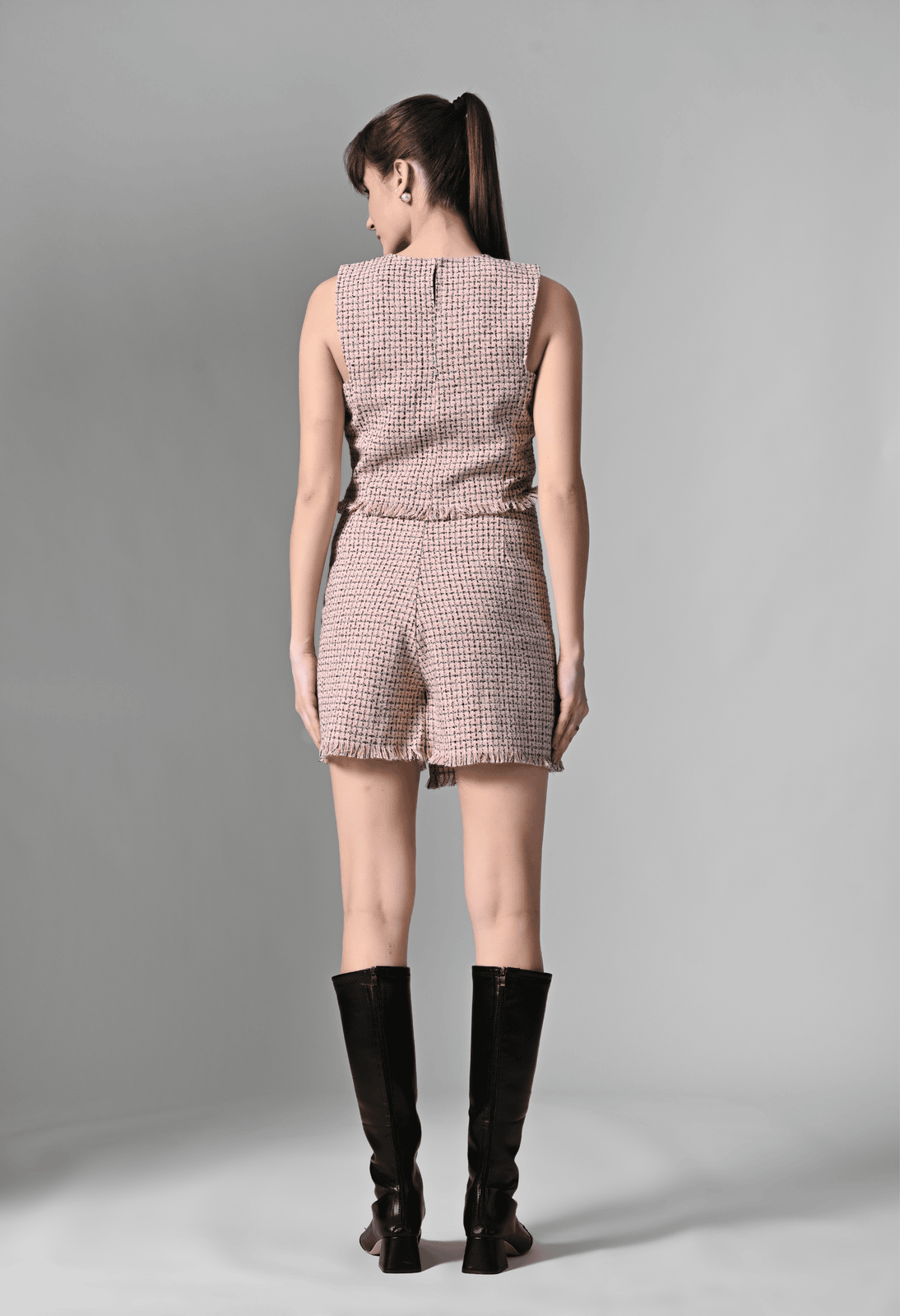 Pankh Taylor Sleeveless Tweed Top And Skirt Two Piece Set