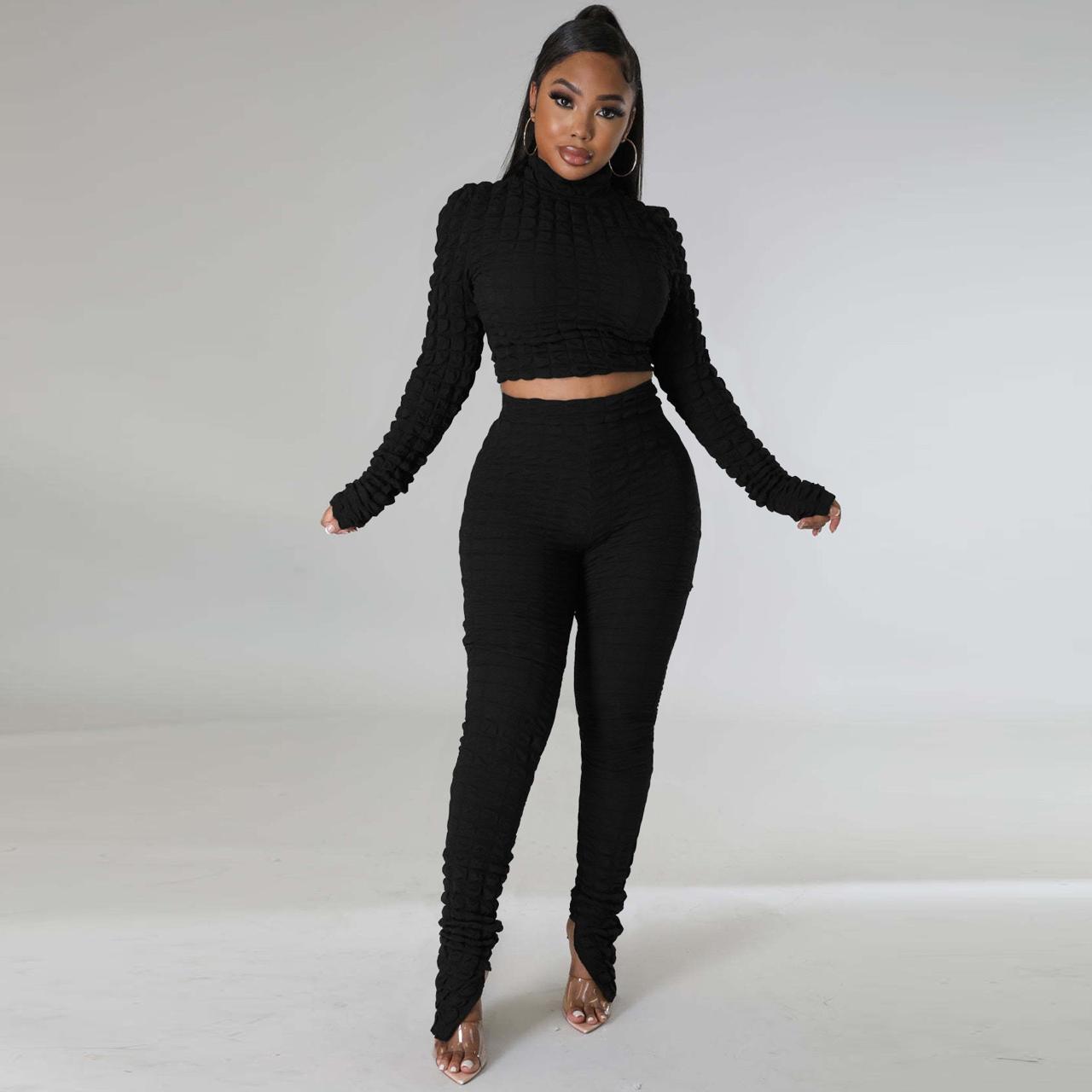 Pankh Azael Casual Bubble Crop Top And Pant